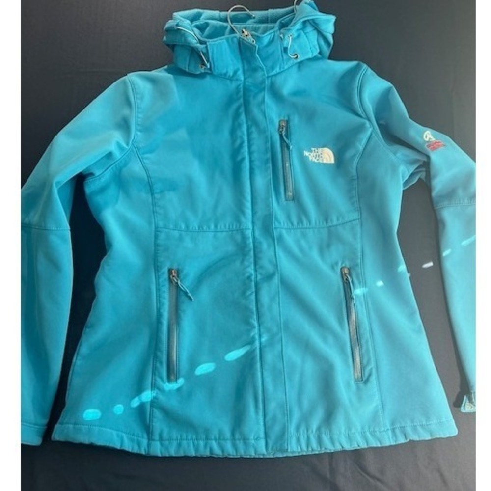 The North Face Softshell Jacket Womens XL Turquoise Summit Series Hooded Zip